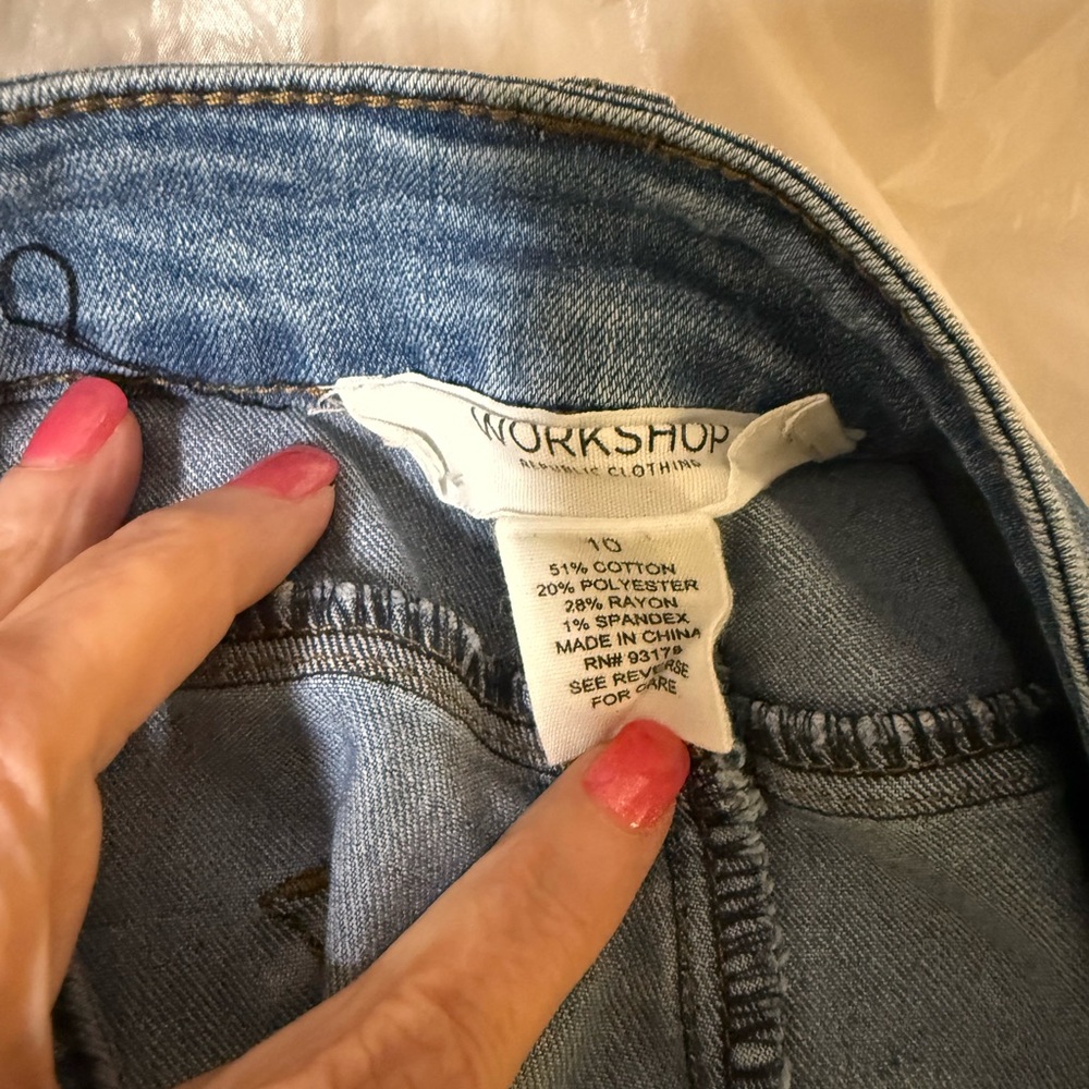 Workshop Republic Clothing Blue Floral Skinny Jeans. Size 10 - Picture 4 of 6